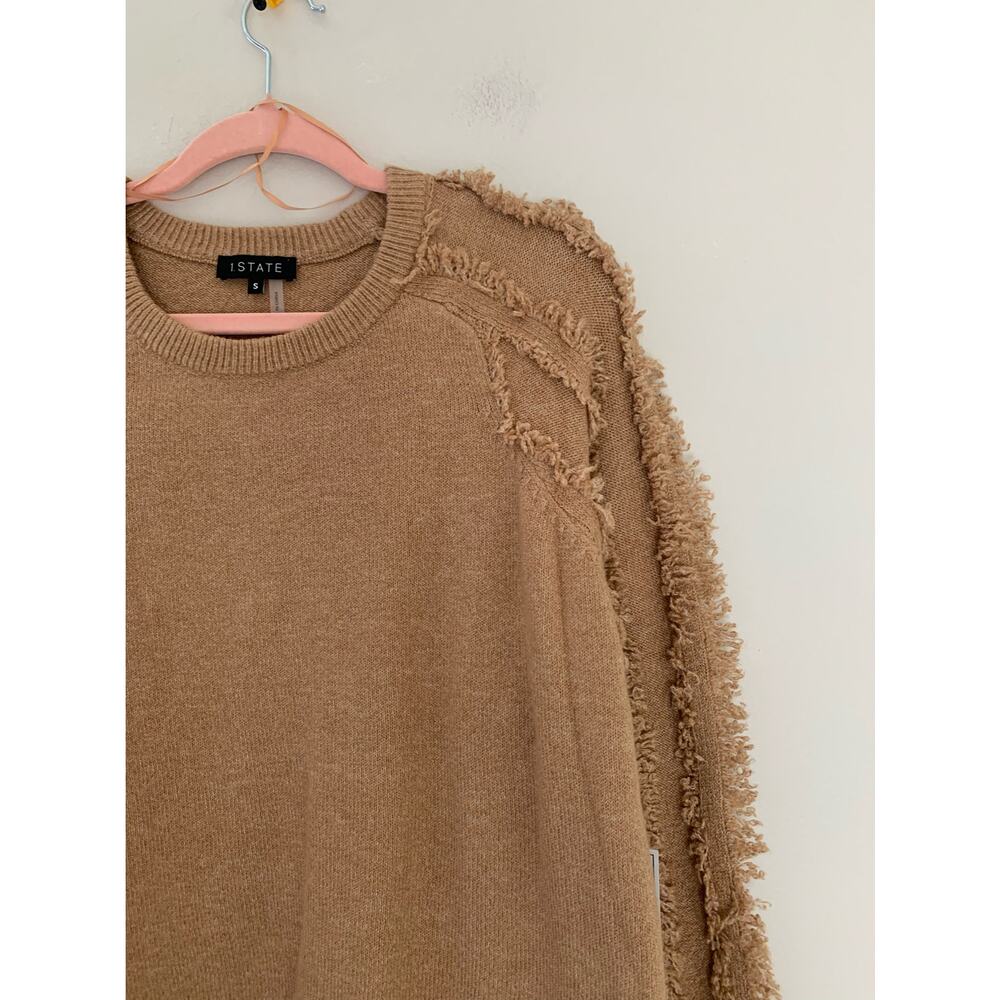 NWT 1.State Boho Wild Thing Crew Neck Fringe Sleeves Sweater In Brown Small - Picture 11 of 12